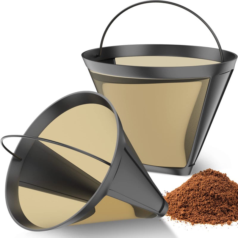 nicelucky Reusable Cone Shape Coffee Filter 6-12 Cup Compatible with Cuisinart Coffee Filter,Compatible with Ninja Coffee Bar Brewer-(2 sliver pack) - Image 1